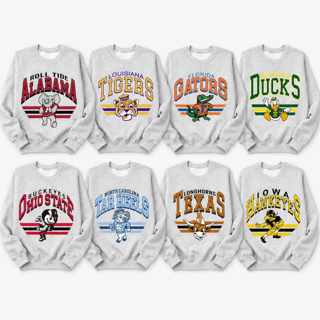 Retro All Team College Ash Grey Sweatshirt –  Unisex Crewneck for Game Day Fans, Classic sweatshirt, Fashion For All