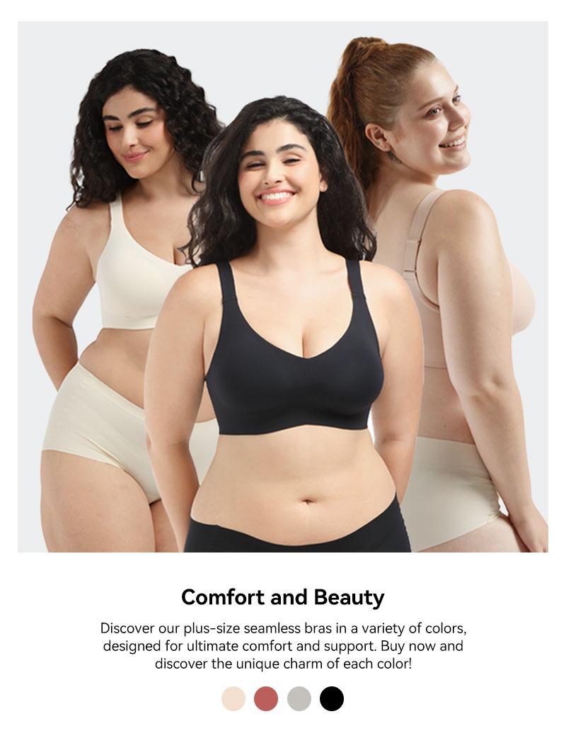 COMFELIE S-3XL Plus Size Wireless Bra for Women ,Seamless Bra with Support Bralette, Comfort Lightly Lined Full Coverage Bra EB061-62, 1 Pack