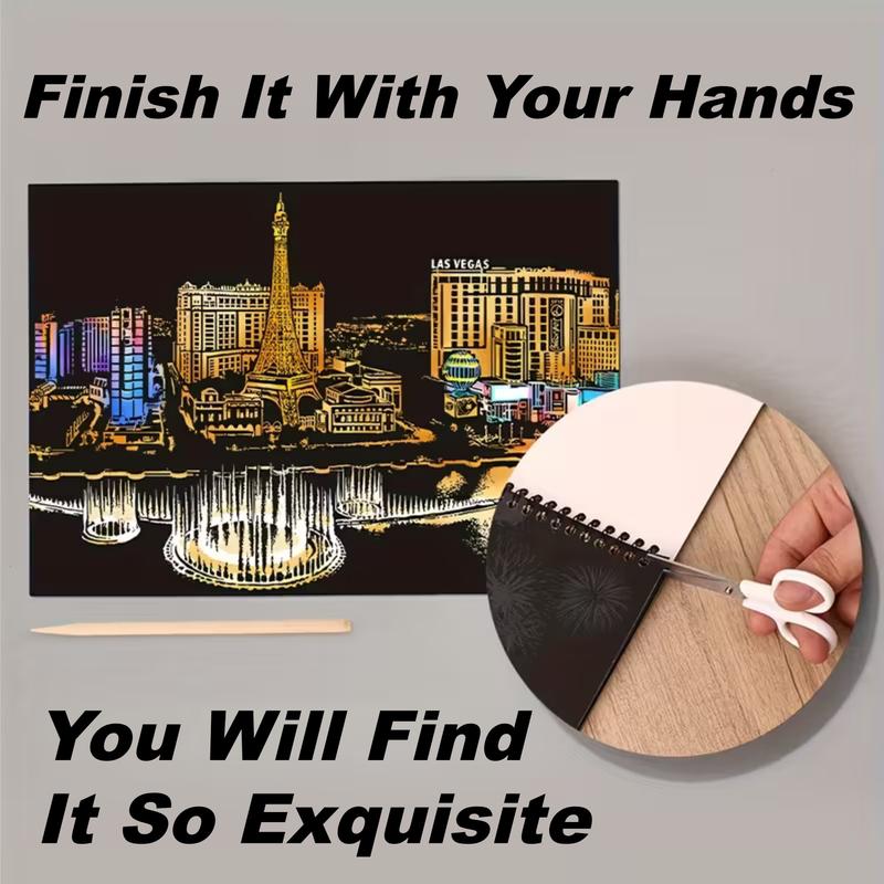 BF&CM Scratch Art Book for Adults Colorful City Series Scratch Art Scratch Painting Foil Art for Adults Scratch And Sketch City Series Books Foil Engraving Scratch Art The Best Choice for Birthday Holiday New Year Gifts Christmas Special Holiday