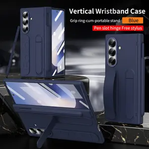 Suitable for Samsung Galaxy Z Fold 7 phone case, Z Fold 6/FOLD6 Slim/W25/5/4 built in [screen protector] [hinge protector] [bracket] full body protection phone case folding wristband pen slot hinge case film integrated protective case