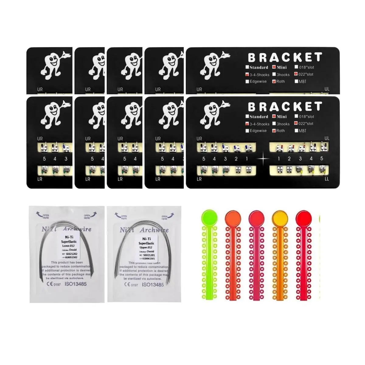 200pcs/Pack Teeth Model Mini Roth Brackets Roth 022 Slot Bondable with Hook on 345