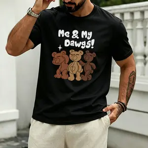 Men’s T-shirt with a fun cartoon bear print and trendy doll graphic. The fabric is comfortable against the skin, suitable for everyday outings and casual occasions, effortlessly creating a vibrant, trendy look.