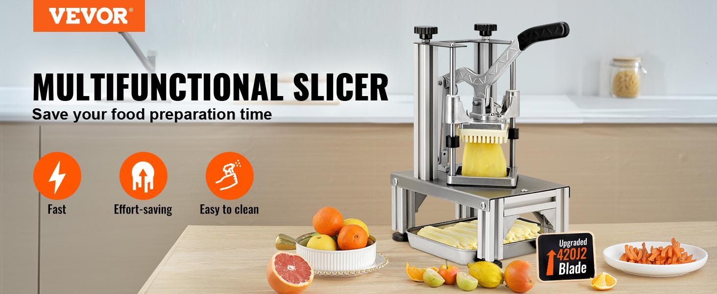 VEVOR Commercial French Fry Cutter with 4 Replacement Blades, 1/4″ & 3/8″ Blade Easy Dicer Chopper, 6-wedge Slicer & 6-wedge Apple Corer, Kitchen Vegetable Fruit Chopper Lemon Potato Cutter for French VEVOR Commercial French Fry Cutter with 4 Replacement Blades, 1/4″ & 3/8″ Blade Easy Dicer Chopper, 6-wedge Slicer & 6-wedge Apple Corer, Kitchen Vegetable Fruit Chopper Lemon Potato Cutter for French