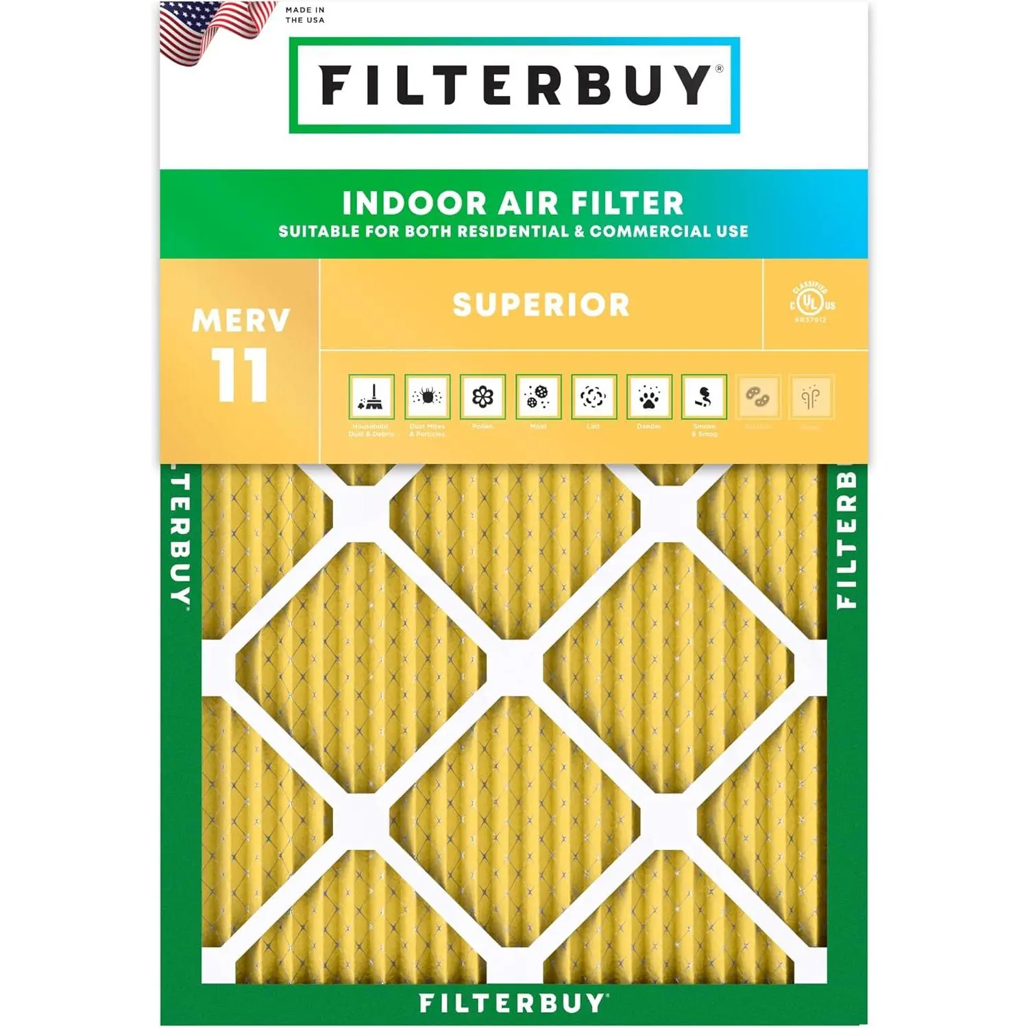 Filterbuy 22x26x1 Air Filter (1-Pack), Pleated MERV 11 Allergen Defense HVAC AC Furnace Air Filters (Actual Size: 21.50 x 25.50 x 1.00 Inches)