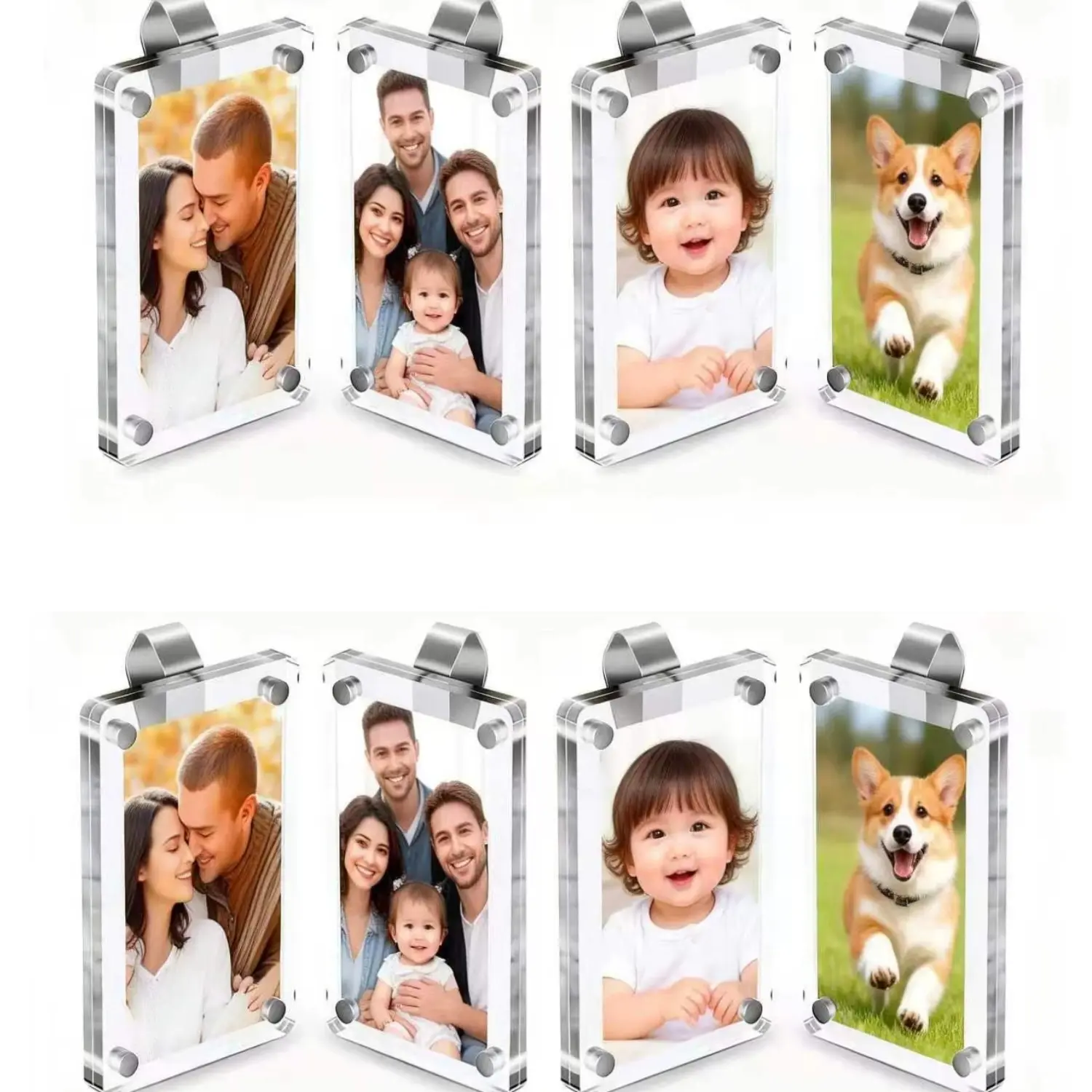 8 Pcs Magnetic Car Sun Visor Picture Holder, 2.4"x3.5" Clear Acrylic Frame, Photo Clip for Polaroid Go, Instax Mini & Wallet-Size Photos, Ideal Automotive Interior Accessory Gift for Car Lovers & Holiday Gifting