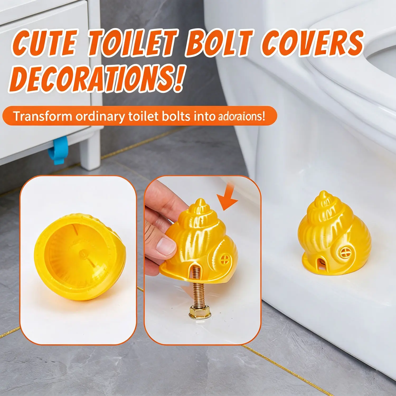 2-Pack Universal Tall Toilet Bolt Caps, Push-On Design, 2.4in Height Cover Bolts, Easy-Install Bathroom Fixture Replacement Parts, Set Pack