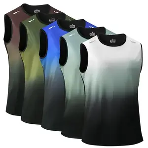 Men's 5pcs Tank Top Sports Running Fitness Outdoor Gradient Sleeveless Gym WearRAIMENTRY