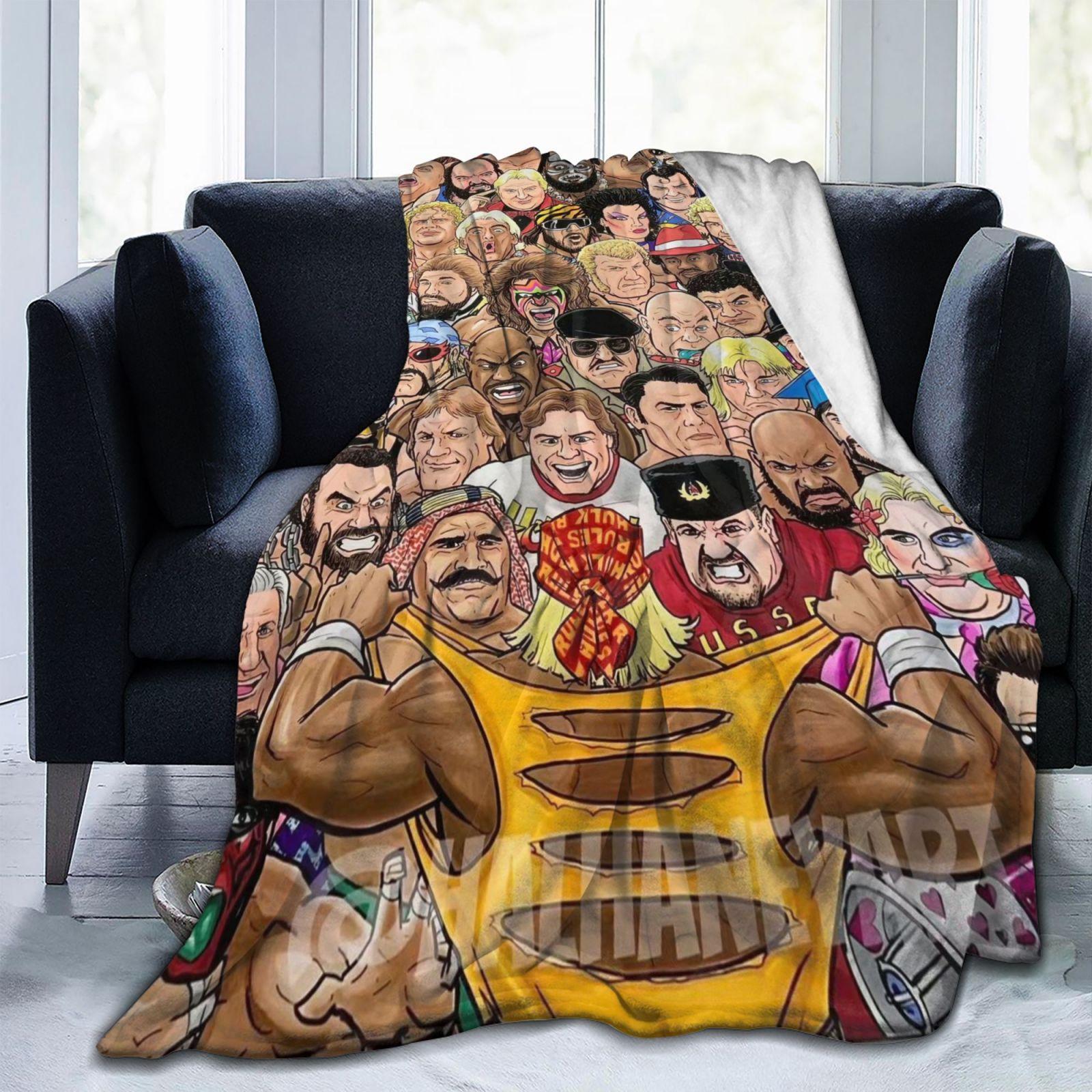 Hulk Hogan & WWE Legends Plush Blanket, Soft Wrestling Throw for Man Cave