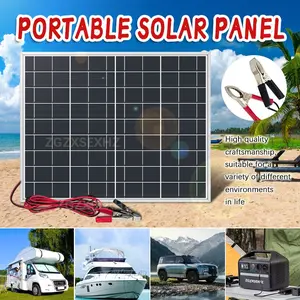 Portable Solar Panel with 50A/100A Controller, 1 Set 15W Solar Panel Charger, Outdoor Solar Panel Kit for Mobile Power, Camping, Hiking, Car, Boat, Phone, Monitoring