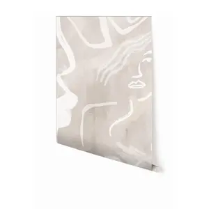 Famke© Mural Wallpaper in Chalk