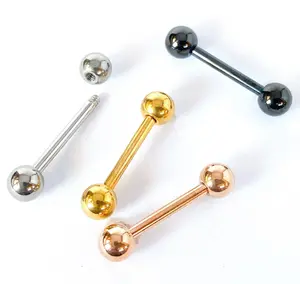 4pc Bulk Pack Ion Plated 14g Tongue or Nipple Rings Tounge Body Jewelry