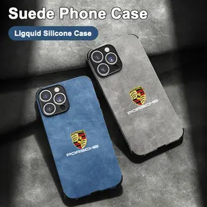 Suede All-inclusive Phone Case For Porsche Emblems for iPhone 16 15 13 14 11 12Pro Max 12Mini 7 8 XR X XS 16Plus 15Pro MAX Shell