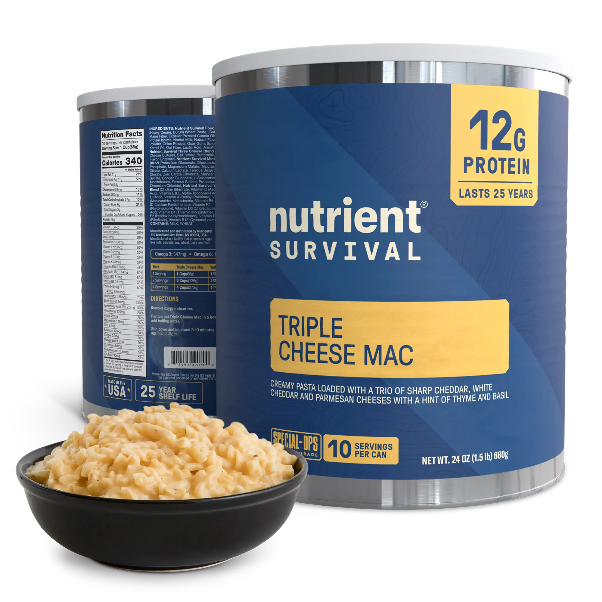 Nutrient Survival Freeze Dried Triple Cheese Mac #10 Can