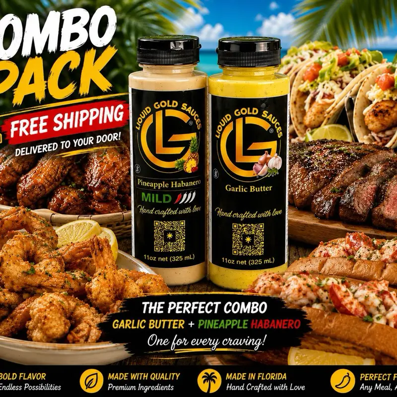 Garlic Butter & Pineapple Habanero Sauce Combo (2) Pack | 11oz Each sohochic