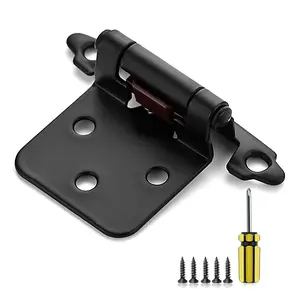 Ravinte Cabinet Door Hinges Kitchen Black Semi-Concealed Hinges Face Mount Cabinet Hardware Self-Closing W/Door Bumpers&Screwdriver