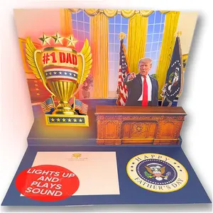Talking Donald Pop Up Father's Day Card with Light and Sound - Presidential Message to Dad with Trump's Real Voice, Funny Trump Gifts for  Dad, Greeting Card