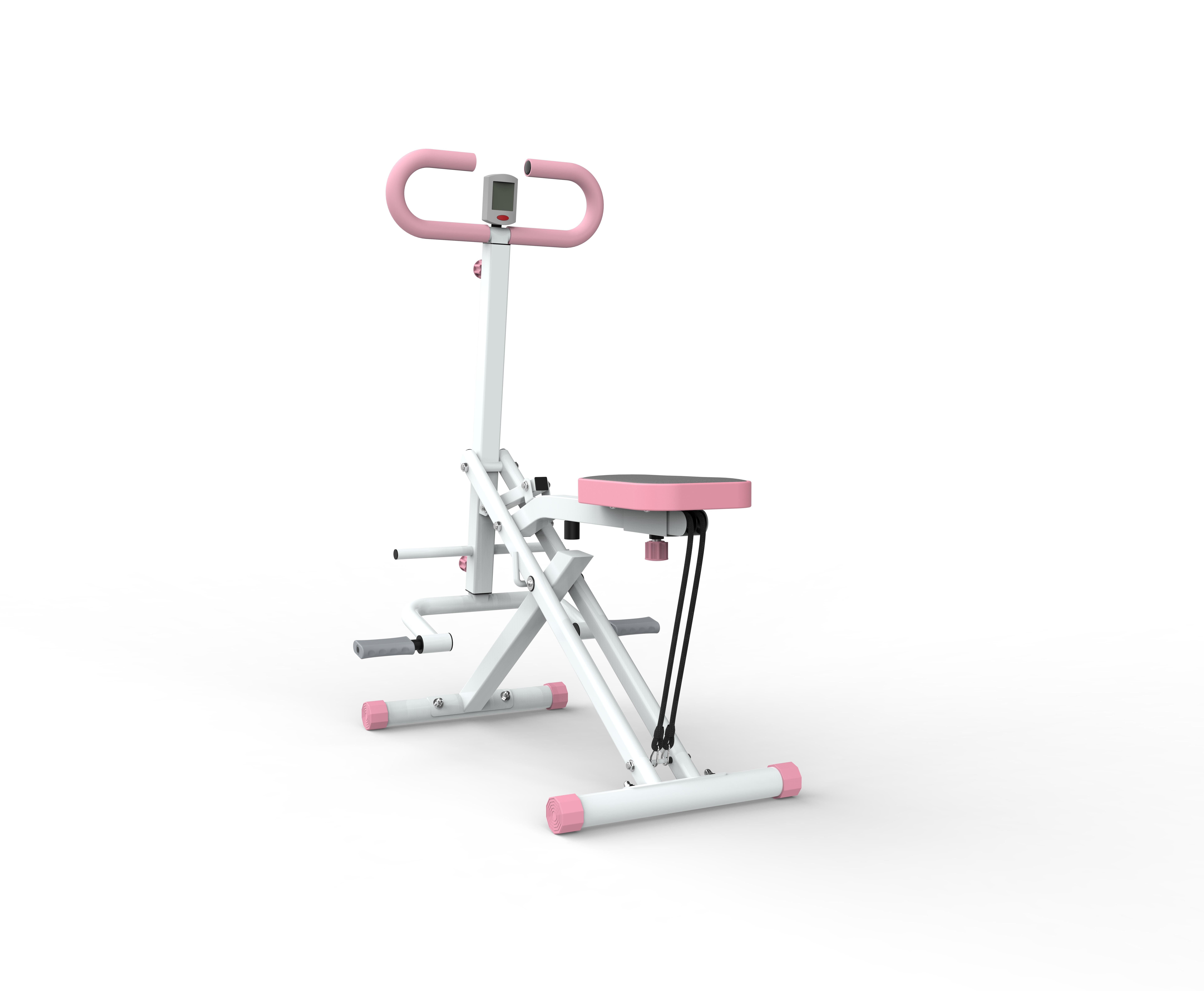Home squat machine, glute training aid, foldable with resistance bands; targets the glutes, thighs, abs, and back; hip thrusts.