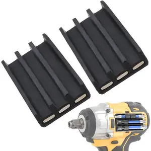 2pcs Magnetic Drill Bit Holder for Impact Drivers and Drills, High Strength Adhesive Attach, Drill Bit Sleeve Organizer on Side of Power Drill, Compatible with Milwaukee, More