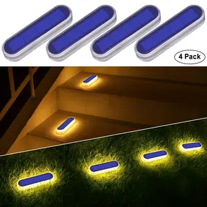 4Pcs Deck Light Outdoor Solar lighting Stair Lamp Waterproof IP68 30 LEDs For Railing Fence Yard Lamp Exterior Decorative