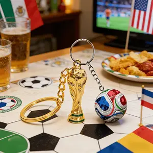Gift Set Keychains 2pcs, World Cup Football & Trophy Charms, Fan Accessories, Exclusive Support Decorations, Event Gifts