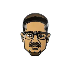 Malcolm X Enamel Pin - 1.35" Tall, Durable Design with Rubber Clasp for Jacket, Bag, or Hat, Symbolic Tribute to Malcolm X