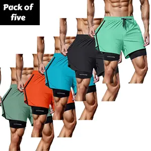 Men’s 5-Pack Fitness Shorts - Elastic Breathable, Durable for Gym/Running | Tough Guy Essential!