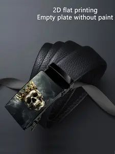 Men's Skull Crown Design Belt, Durable High-Quality Business Casual Waistband, Automatic Buckle, Perfect Father's Day & Valentine's Gift