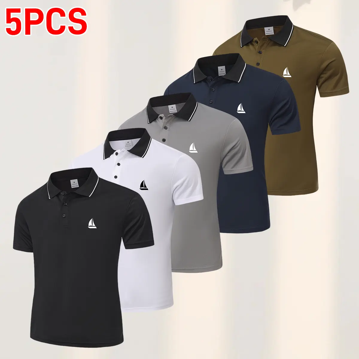 Men's 5-Pack Crew Neck Short-Sleeve Shirts, Breathable Anti-Odor Fabric with Silver Ion Tech for Hiking & Camping, Shortsleeve, Menswear