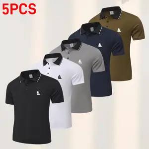Men's 5-Pack Crew Neck Short-Sleeve Shirts, Breathable Anti-Odor Fabric with Silver Ion Tech for Hiking & Camping, Shortsleeve, Menswear