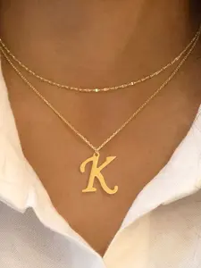 Women's Stainless Steel Letter Pendant Necklace Set, Elegant Multi-Layer Design, Layered Necklaces, Perfect Gift for Her, All-Season Jewelry