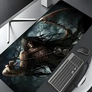 Grim Reaper Skull Battle Design Mouse Pad, Large Gaming Mouse Pad, Aesthetic Desktop Decoration Protective Pad, Multi-size Mousepad Suitable for Laptop, Desktop Computer Games