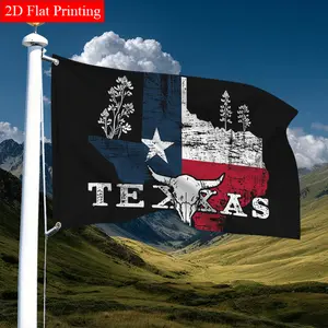 1pc 2D Flat Texas State Outline Single-Sided Flag Featuring Wildflowers And Distressed US Flag Elements Perfect for Home Garden Display Ideal As A Unique Gift for Halloween Thanksgiving Day Chri 59.06Inch X 35.43Inch Or 35.43Inch X 23.62Inch