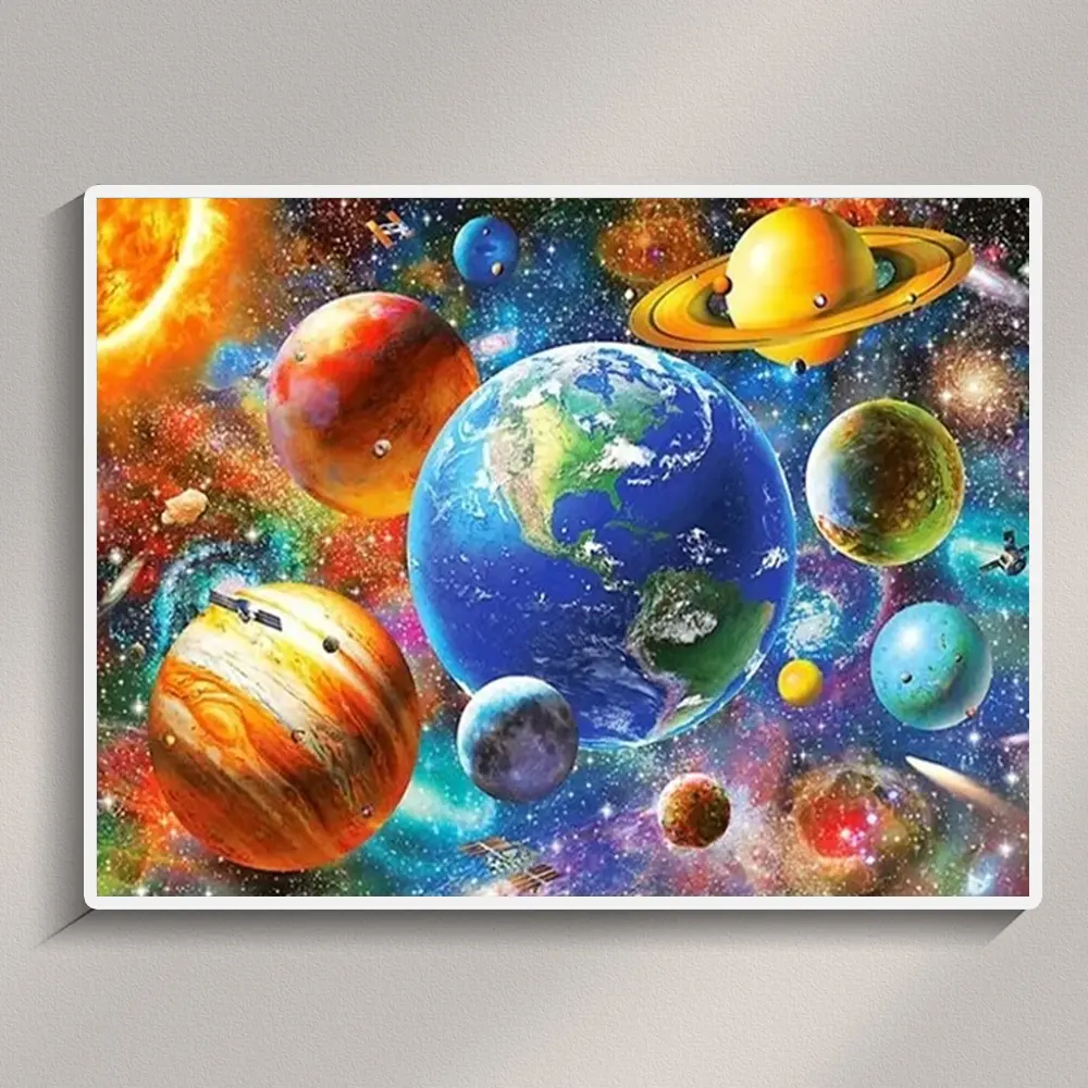5D Earth Outer Space Diamond Painting Set (For Adults), DIY Diamond Art Set, Full Round/Square Diamond Dot Crystal Gem Art Set, Home Wall Decoration 30x40cm/16x12inch