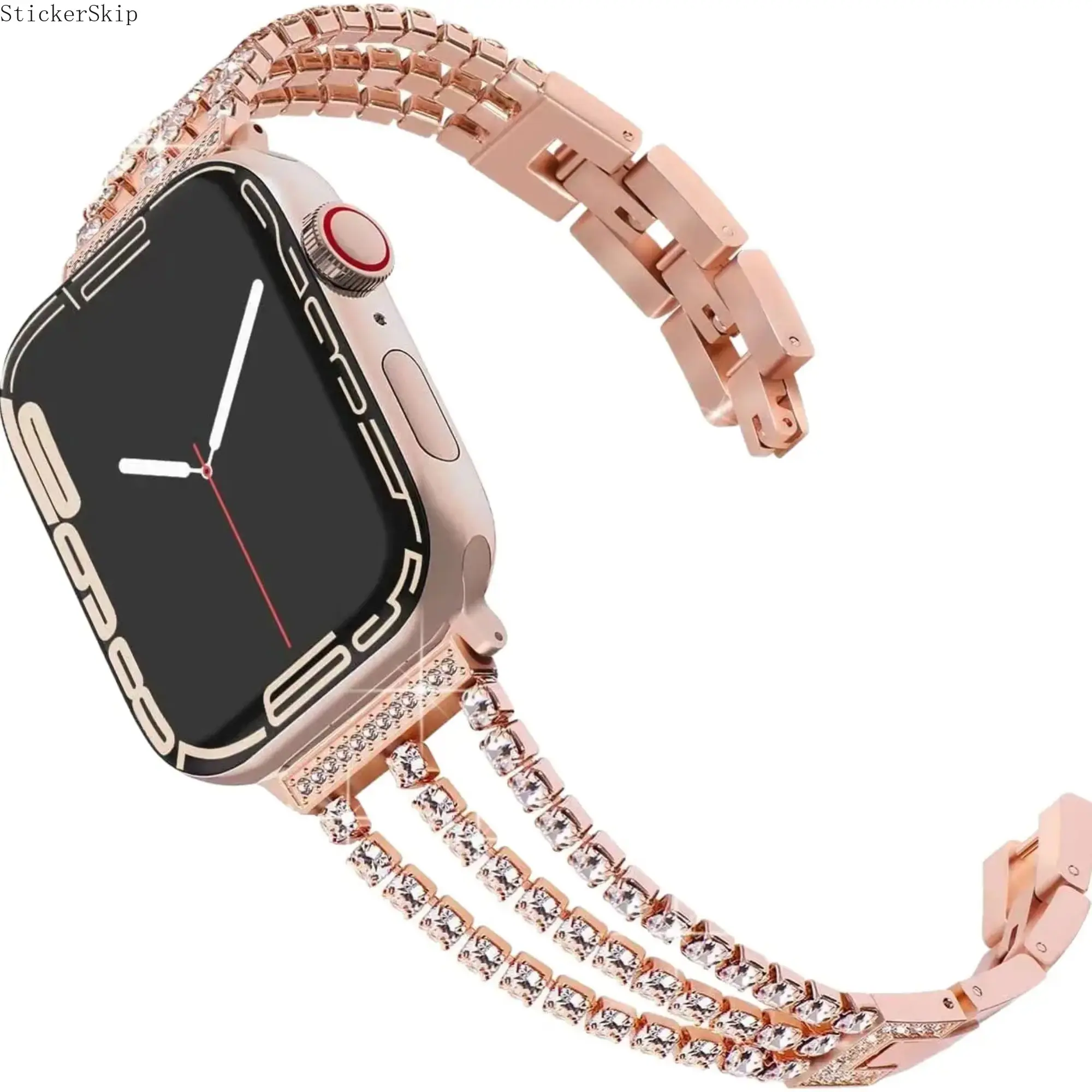 2026 3-Piece Diamond Apple Watch Band for Women – Sparkly Metal Chain Bracelet Strap, Luxury Rhinestone Decor Watch Band Fits 38–49mm (All Series & SE), Elegant Fashion Jewelry Accessory