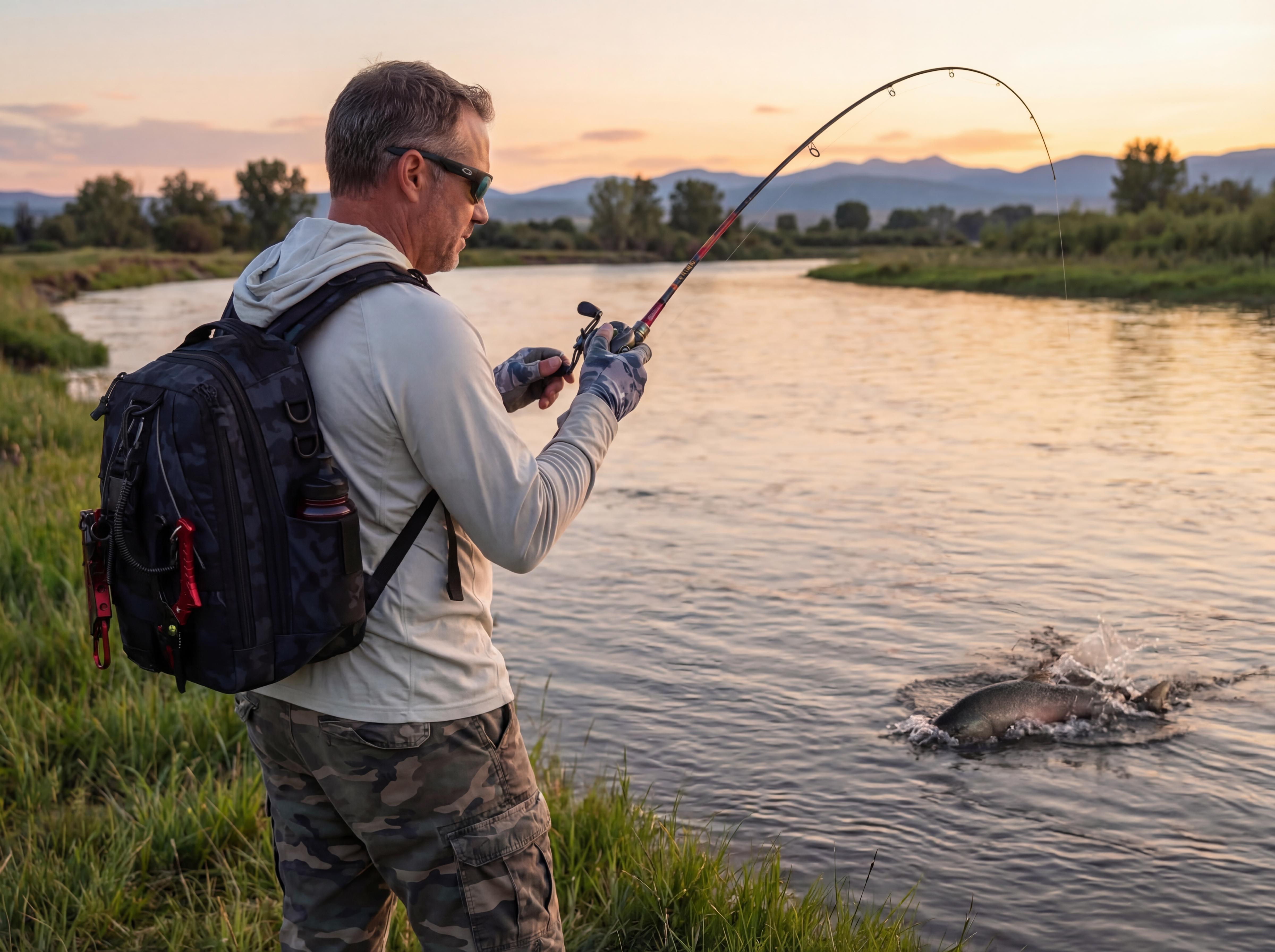 Fishing Backpack Tackle Sling Bag - Fishing Backpack with Rod Holder - Tackle Box Fly Fishing Gifts for Men Women（Accessories Not Included）