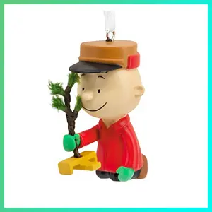 Hallmark Peanuts Charlie Brown Kneeling with Tree Christmas Ornament