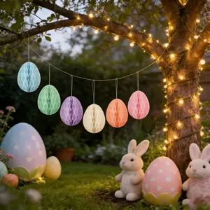 10-pack Easter decoration eggs, bunny honeycomb balls, paper balls, cartoon honeycomb ornaments for festive atmosphere decoration