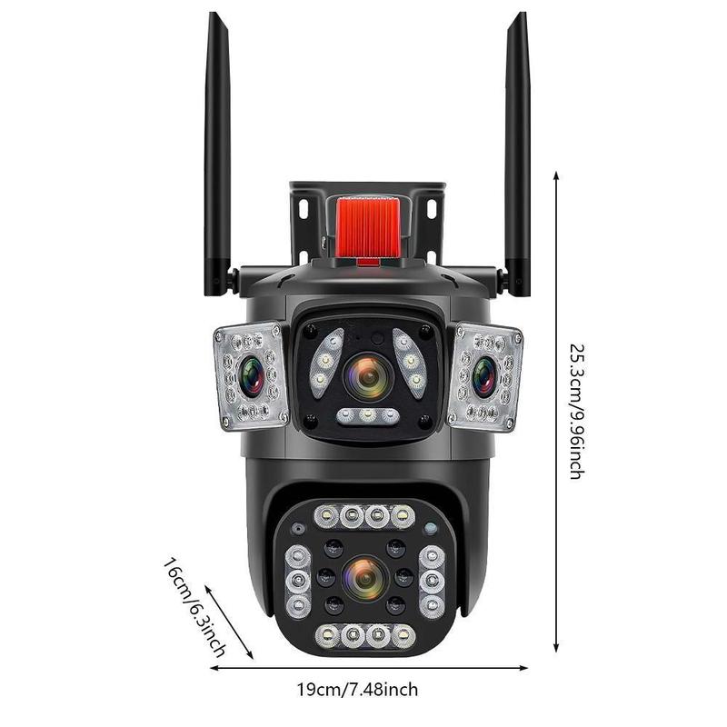 AI Motion Detection Outdoor Security Camera – 9MP 3-Lens 360° Pan/Tilt, Auto Tracking 2-Way Audio Color Night Vision