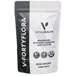 V-FORTYFLORA – The Gut Rebalancer & Alkalizer 60 Veggie Capsules. Activated Charcoal Essential Minerals