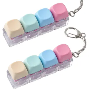 Hyekit 2 Pack Keyboard Fidget Toy - Creamy Stress Relief Fidget Clicker Keychain - MOA Keycaps with Ultra-Satisfying Tactile Feel, Quiet Fidget Toys for Adults, for Office& ADHD Focus