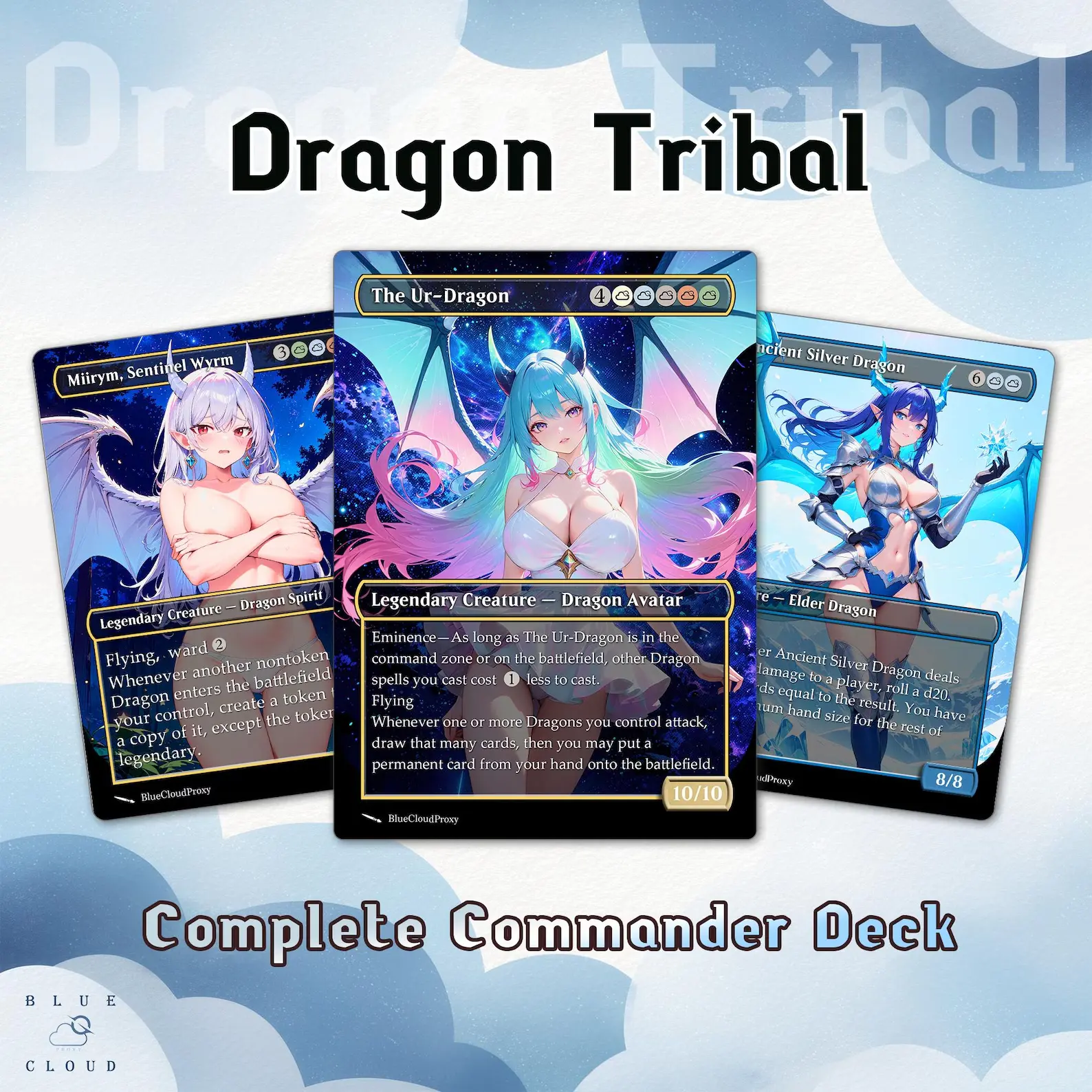 【Delivery Within 2 Days】Full Complete EDH Commander Deck - Anime Waifu The Ur-Dragon Dragon Tribal | MTG Custom Proxy Cards （100 Cards + Tokens）