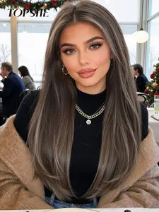 Topshe 13x6 Lace Front Light Layered Wig, 20 Inch Medium Long Curly Hair, Natural Look, Breathable Fit, Perfect for Christmas Holidays, Glueless HD Wigs