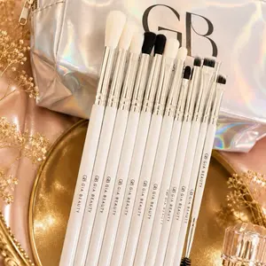 White 12-Piece Makeup Brush Set with Portable Brush Bag