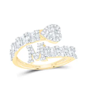 5/8Ctw-Nat Dia Nk Fashion Initial "M" Ladies Heart Cuff Ring (1.89 grams)