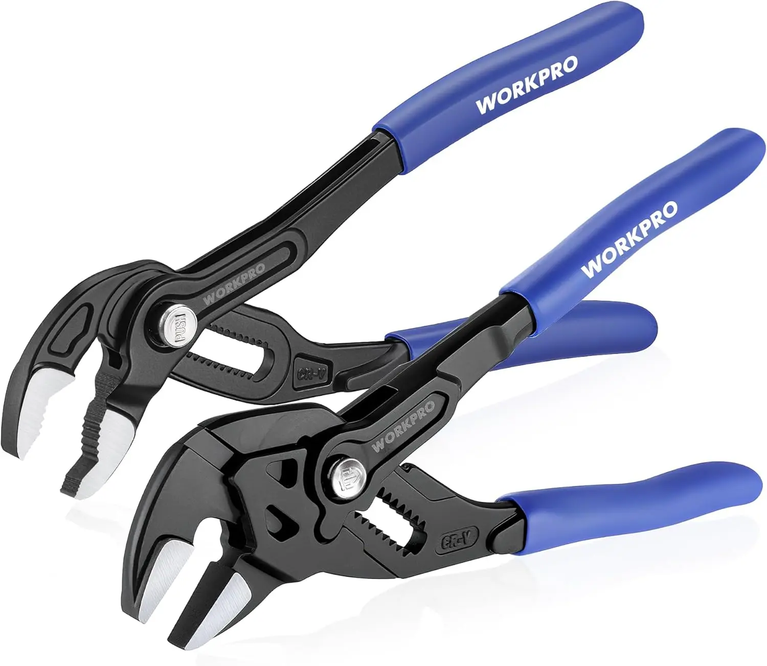 2 PCS 7-Inch Pliers Wrench & Groove Joint Pliers Set, Quick Adjust | CR-V Steel, Smooth Jaw & V-Jaw, Upgraded Wide Opening, Soft Grip - for Plumbing, Pipe Fittings, Household Repairs