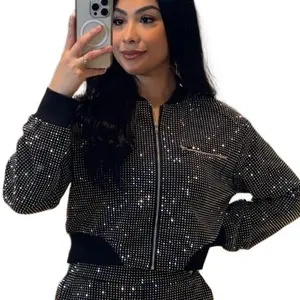 Belinda Short Zipper Bling Bling Jacket Womenwear