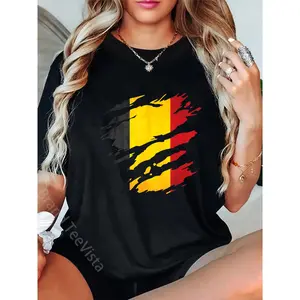 100% Cotton Belgium National Flag, Scratches, Cracks T-Shirt