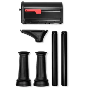 Architectural Mailboxes 7980B-10 Roxbury Post Mount Mailbox & Premium Steel Combo - Black - Large
