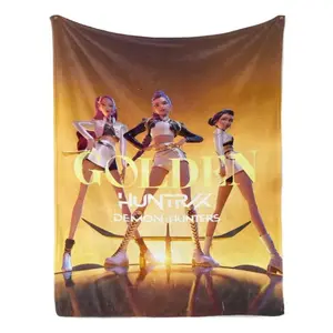 KPop Demon Hunter Poster Blanket, Soft Flannel Shawl, Design, Home Office Camping Sofa Bed Cover, Netflix Fan Gift, Gift For Kids, Gift For Men & Women K-Pop Demon Hunter