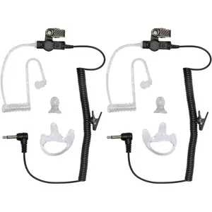 3.5mm Receiver/Listen Only  Headset with Clear Coil Tube for Two Way Radios-Pair